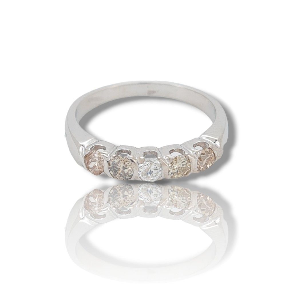 White gold eternity ring k18 with 5 diamonds (code P2201)